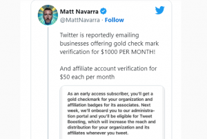 Buy Twitter gold checkmark
